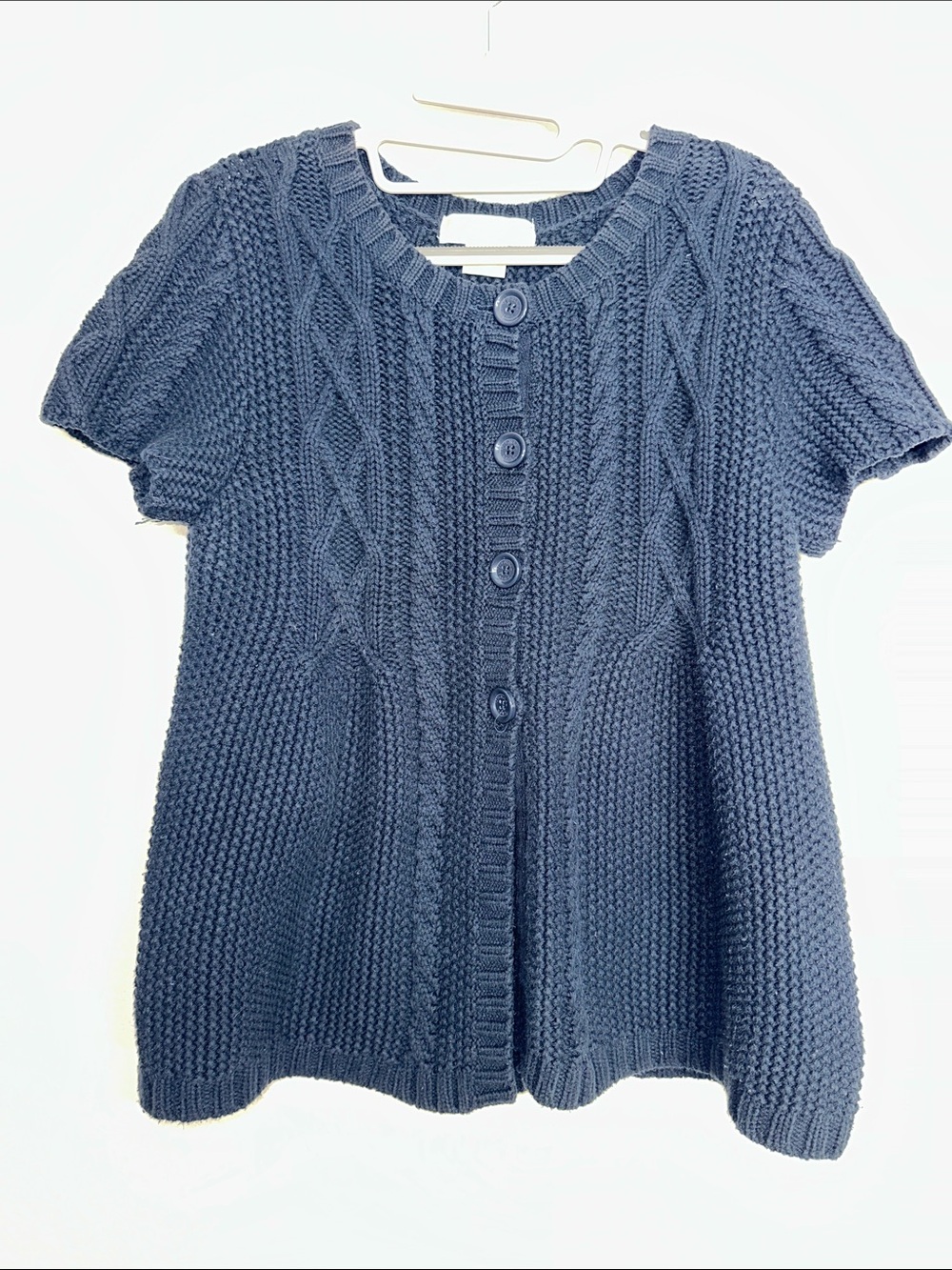 Michael Michael Kors Women’s Black Cable Knit Short Sleeve Cardigan Size Large